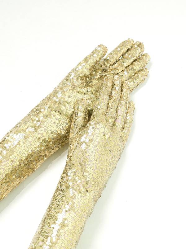 Women Sequin Mesh Vintage 1920s Long Gloves thumb