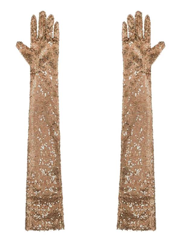 Women Sequin Mesh Vintage 1920s Long Gloves thumb