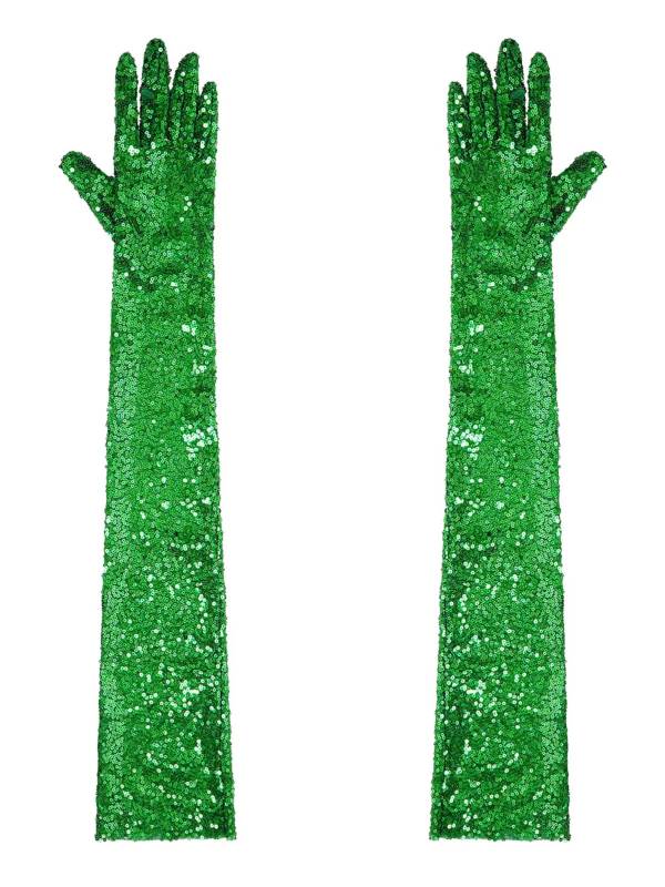 Women Sequin Mesh Vintage 1920s Long Gloves thumb