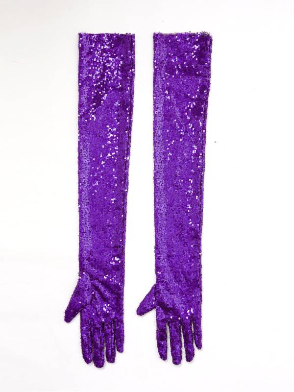 Women Sequin Mesh Vintage 1920s Long Gloves thumb