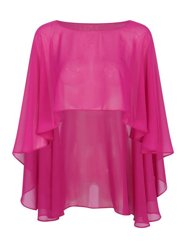 Women Chiffon High Low Shawl Wedding Capes Shrug thumb