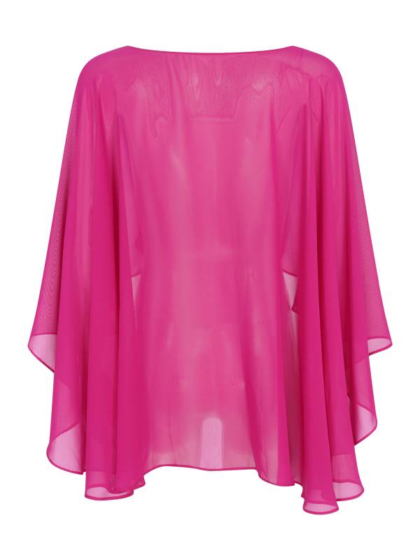 Women Chiffon High Low Shawl Wedding Capes Shrug thumb