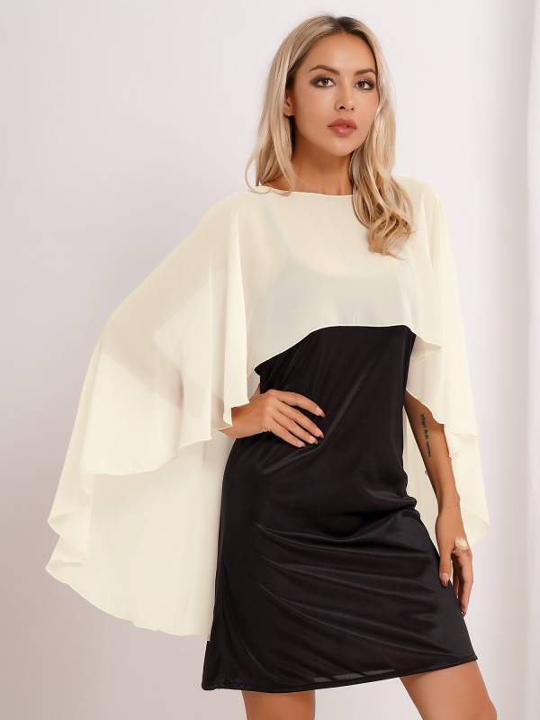 Women Chiffon High Low Shawl Wedding Capes Shrug thumb