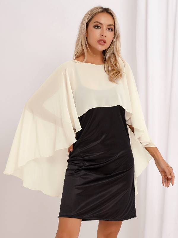 Women Chiffon High Low Shawl Wedding Capes Shrug thumb