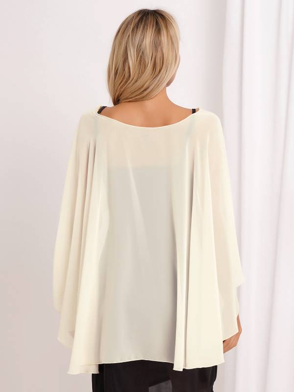 Women Chiffon High Low Shawl Wedding Capes Shrug thumb