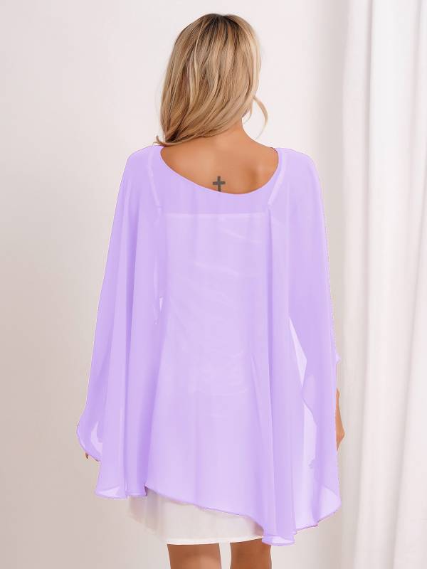 Women Chiffon High Low Shawl Wedding Capes Shrug thumb