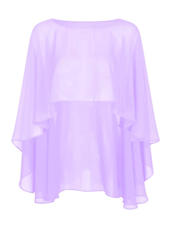 Women Chiffon High Low Shawl Wedding Capes Shrug thumb