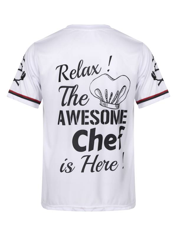 Men Round Neck Short Sleeve Cooking Utensil Print Chef T-shirt thumb