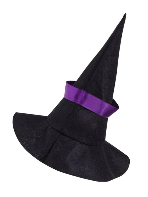 Kids Girls Witch Pointed Hat with Ribbon and Buckle for Halloween thumb