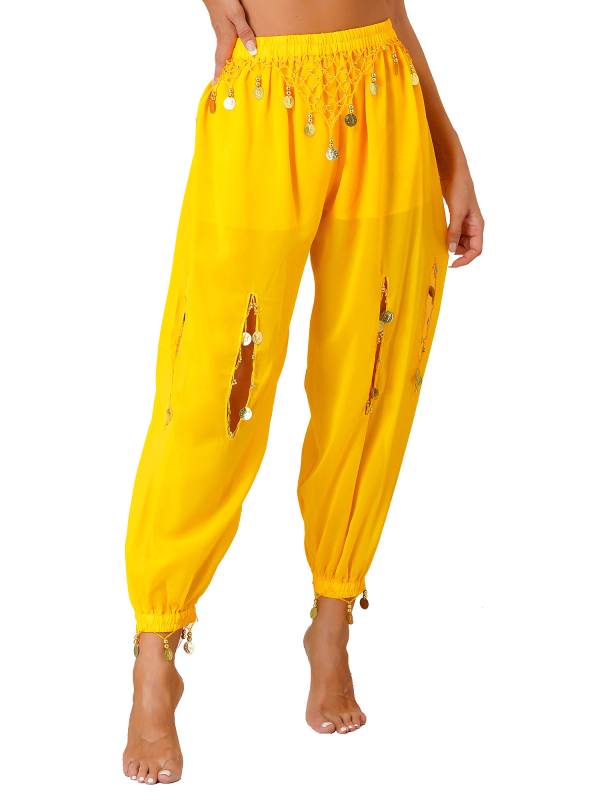 Women Hollow Out Chiffon Belly Dance Pants thumb