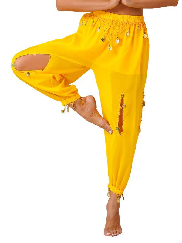 Women Hollow Out Chiffon Belly Dance Pants thumb