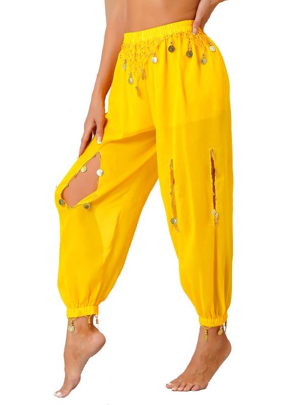 Women Hollow Out Chiffon Belly Dance Pants thumb