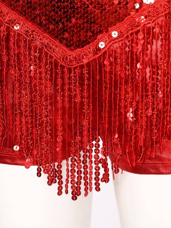 Women Sequins Tassel Latin Dance Leotard thumb