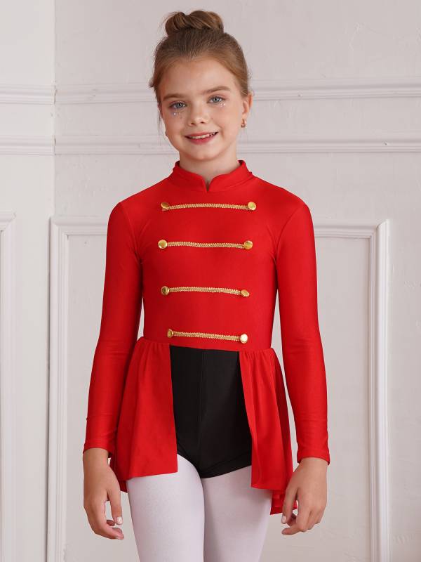 Kids Girls Long Sleeve Buttons Circus Ringmaster Jumpsuit Dress thumb