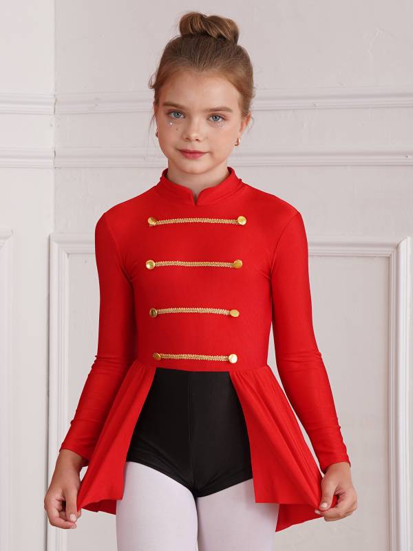 Kids Girls Long Sleeve Buttons Circus Ringmaster Jumpsuit Dress thumb