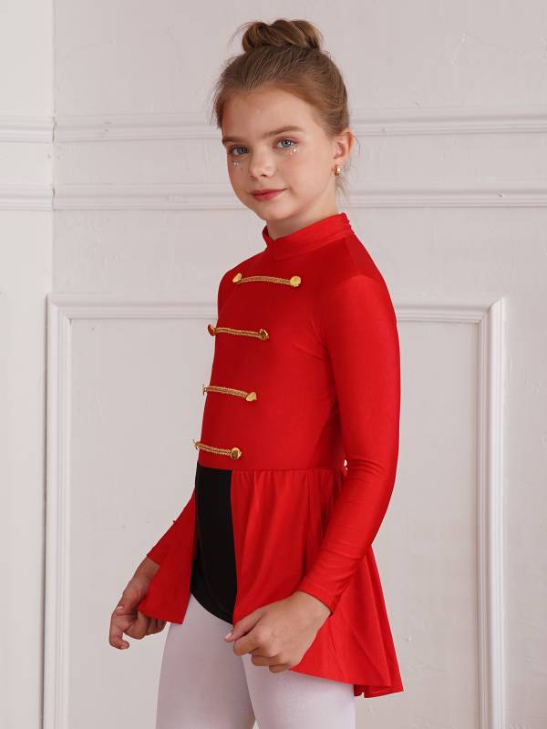 Kids Girls Long Sleeve Buttons Circus Ringmaster Jumpsuit Dress thumb