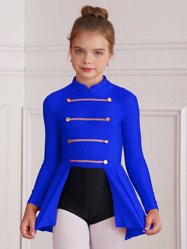 Kids Girls Long Sleeve Buttons Circus Ringmaster Jumpsuit Dress thumb