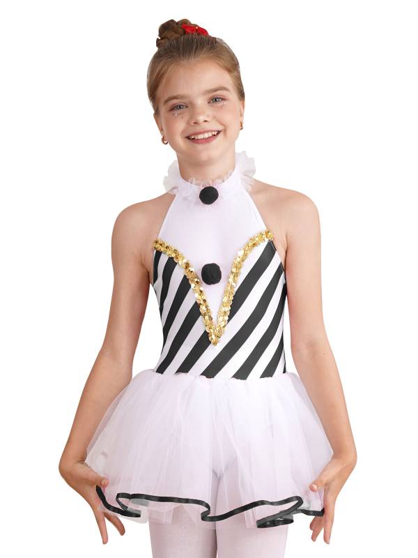 Girls Halter Neck Sleeveless Stripes Christmas Candy Cane Tutu Dress thumb