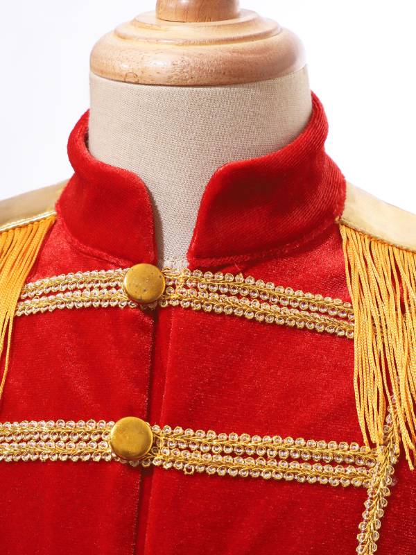 Kids Stand Collar Sleeveless Fringe Front Button Circus Costume Waistcoat thumb