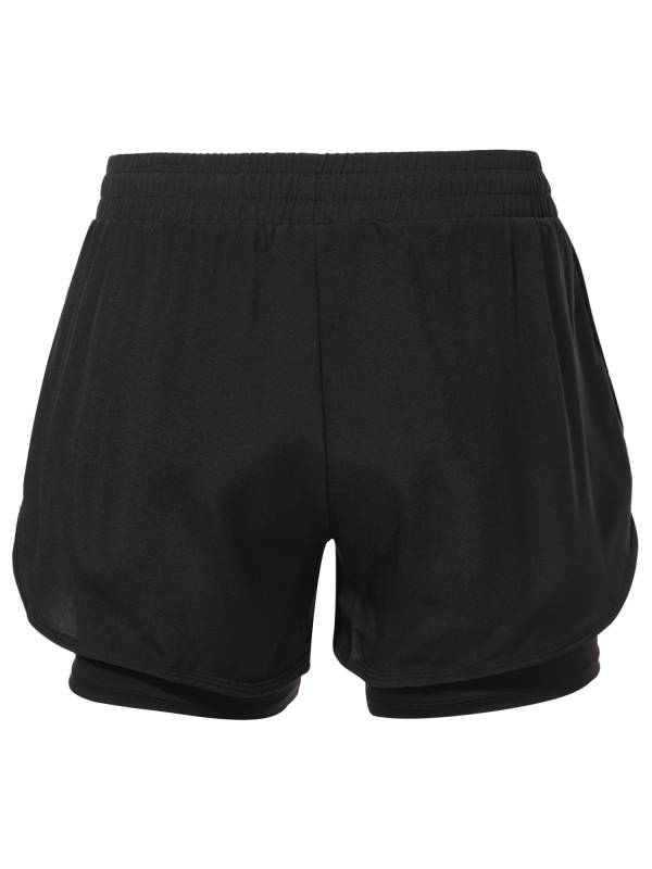 Kids Boys Two Layer Drawstring Black Sports Shorts thumb