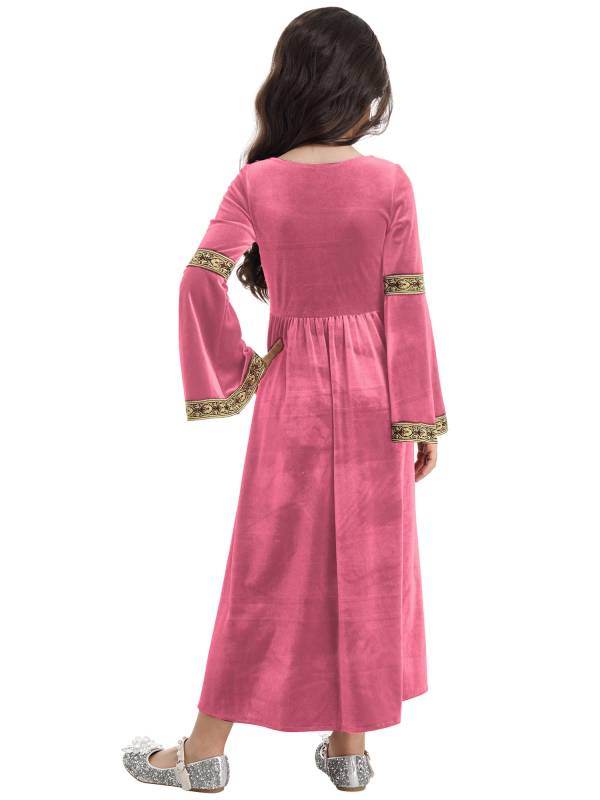 Kids Girls Retro Medieval Princess Velvet Dress Costumes thumb