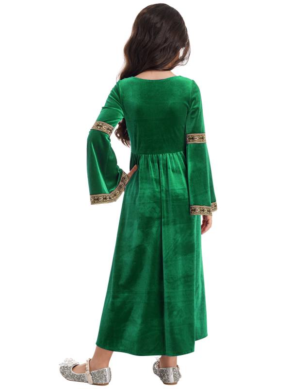 Kids Girls Retro Medieval Princess Velvet Dress Costumes thumb