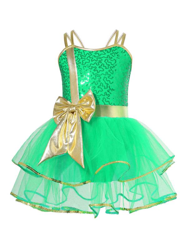 Girls Straps Sequins Bow Christmas Ballet Dance Tutu Dress thumb