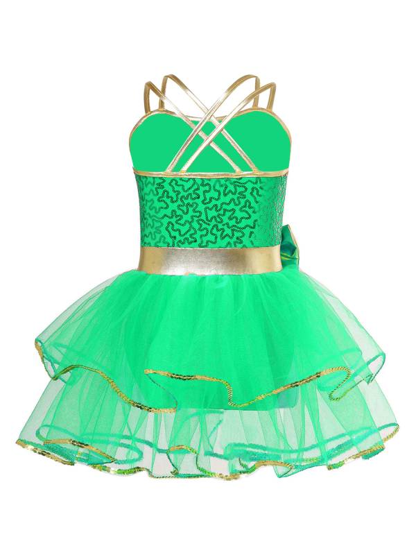 Girls Straps Sequins Bow Christmas Ballet Dance Tutu Dress thumb