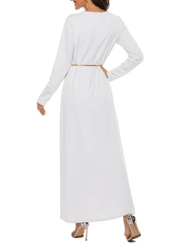 Women Solid Islamic Arabian Dress Long Sleeve Robes Loose Maxi Dress thumb