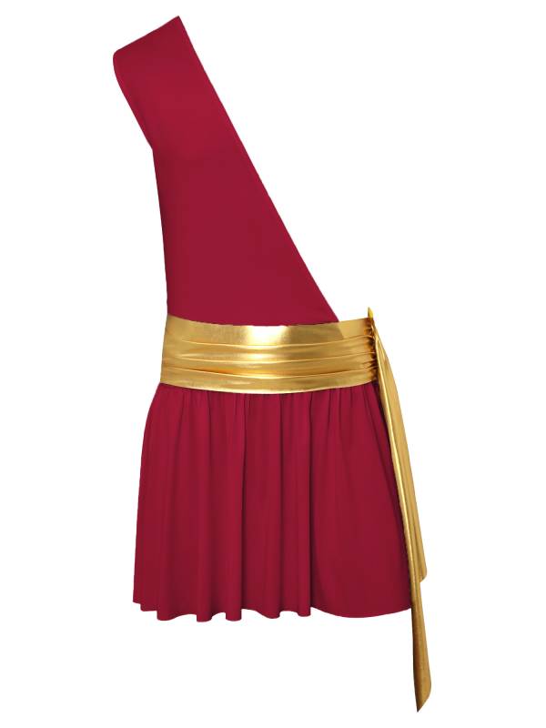 Men One Shoulder Metallic Ancient Greek Cosplay Dress thumb