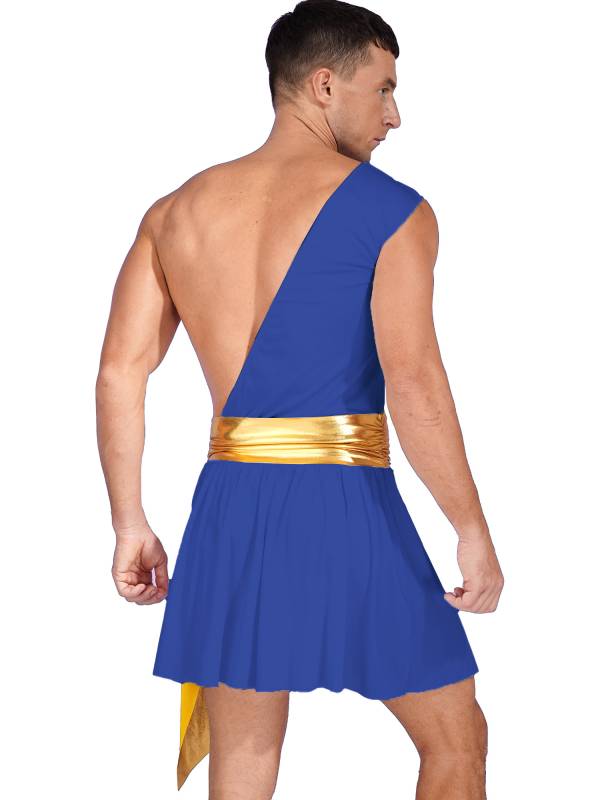 Men One Shoulder Metallic Ancient Greek Cosplay Dress thumb