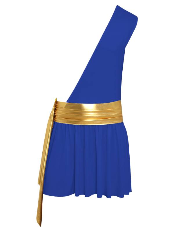 Men One Shoulder Metallic Ancient Greek Cosplay Dress thumb