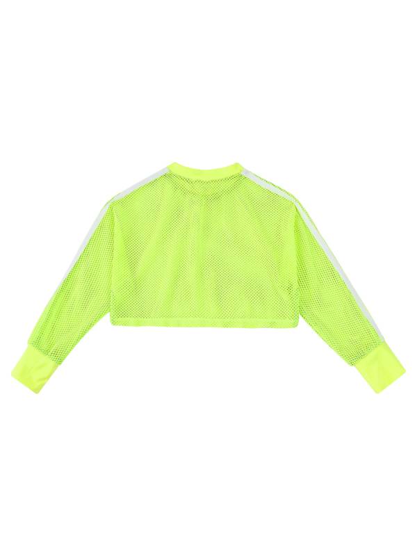 Kids Girls Long Sleeve Mesh Dance Crop Top thumb