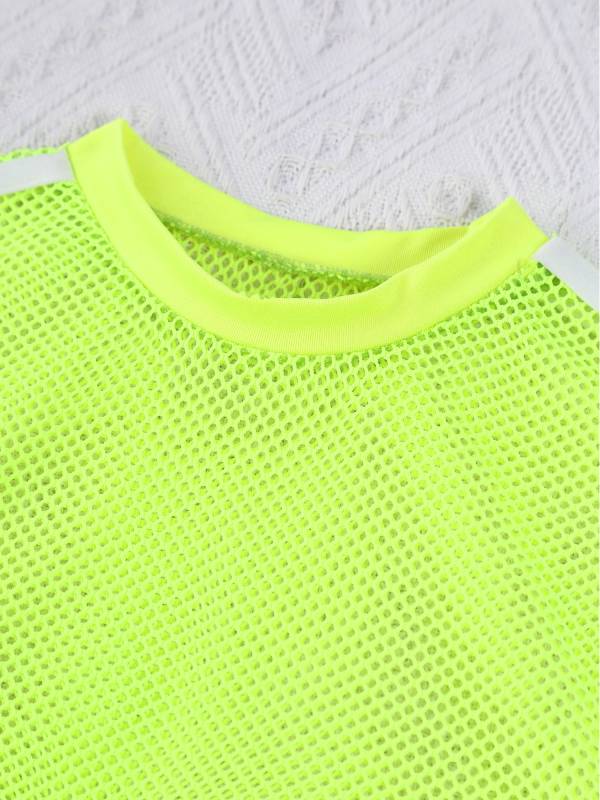 Kids Girls Long Sleeve Mesh Dance Crop Top thumb