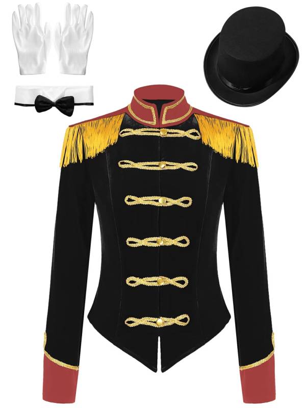 Women Long Sleeve Jacket Coat with Hat Circus Ringmaster Costume Set thumb