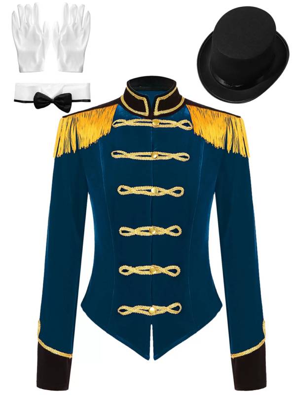 Women Long Sleeve Jacket Coat with Hat Circus Ringmaster Costume Set thumb