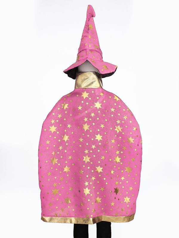 Kids Metallic Star Lace-Up Halloween Wizard Cloak with Hat thumb