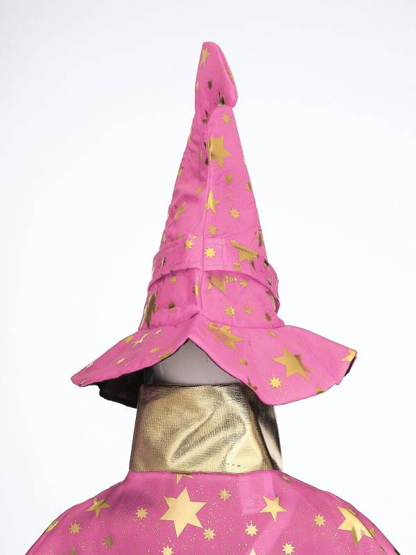 Kids Metallic Star Lace-Up Halloween Wizard Cloak with Hat thumb