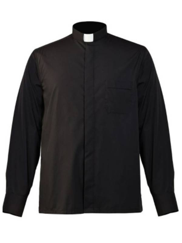 Men Halloween Stand Collar Long Sleeve Preacher Costume Shirt thumb