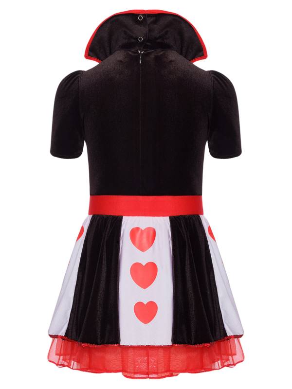 Kids Girls Queen of Heart Costume Short Sleeve Sequins Tutu Dress thumb