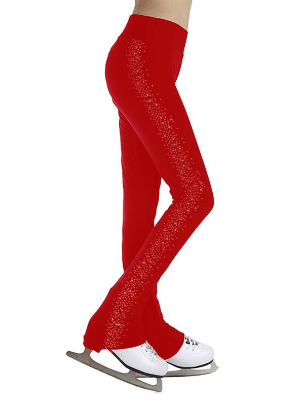 Kids Girls Rhinestones Figure Skating Pants Training Leggings thumb