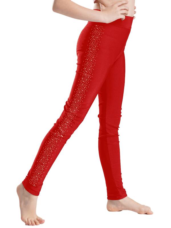 Kids Girls Rhinestones Figure Skating Pants Training Leggings thumb