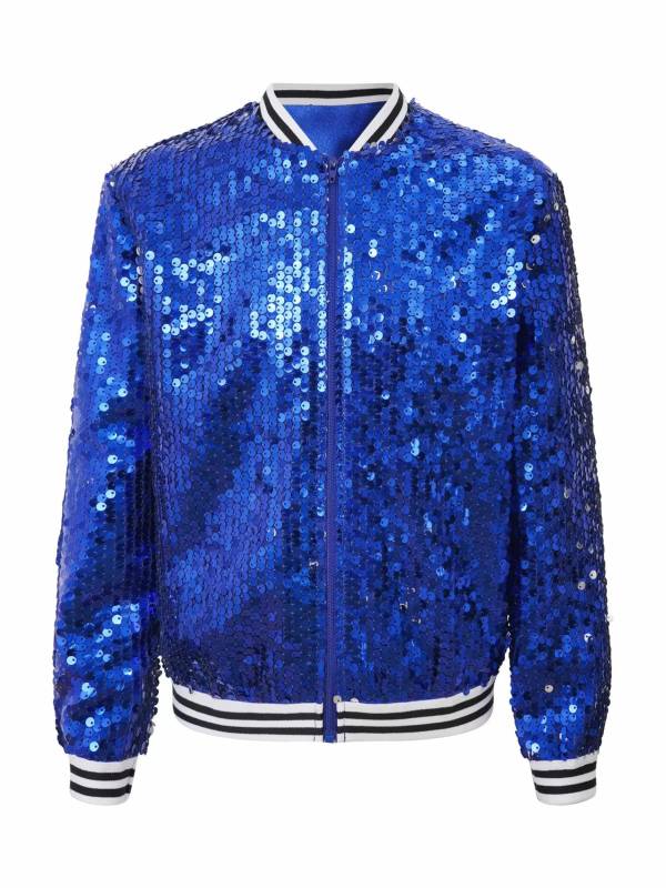 Kids Girls Sequin Baseball Jackets Coat Zip Up Outerwear thumb