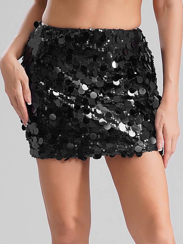 Women Sparkly Sequin Hip Wrap Mini Skirt for Cocktail thumb