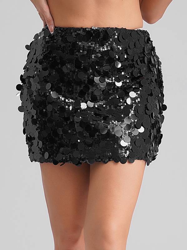 Women Sparkly Sequin Hip Wrap Mini Skirt for Cocktail thumb