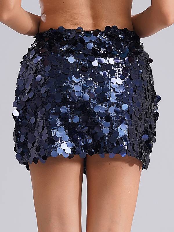 Women Sparkly Sequin Hip Wrap Mini Skirt for Cocktail thumb