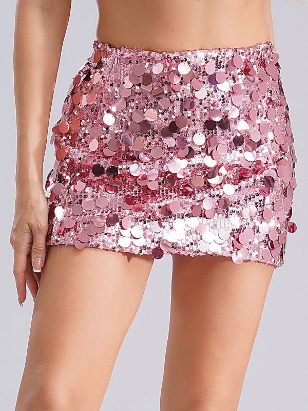 Women Sparkly Sequin Hip Wrap Mini Skirt for Cocktail thumb