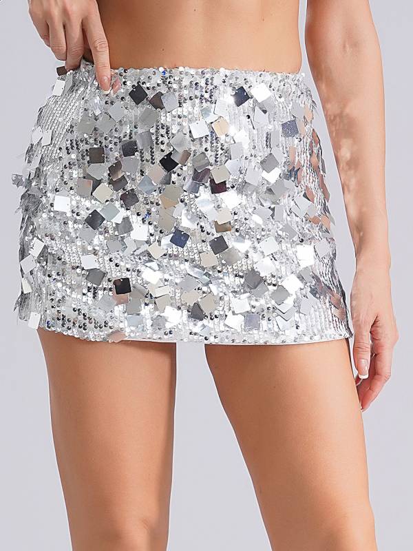 Women Sparkly Sequin Hip Wrap Mini Skirt for Cocktail thumb