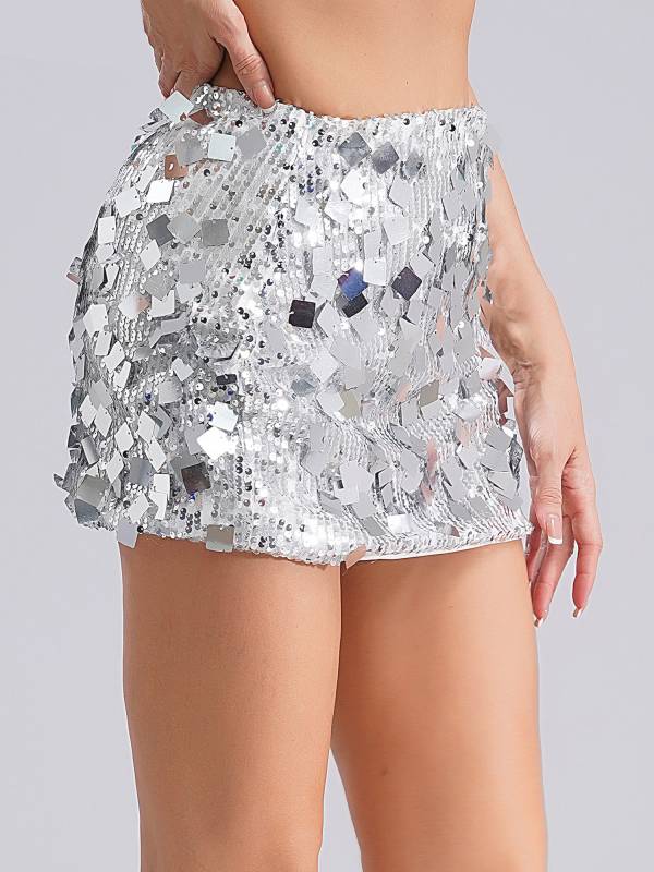 Women Sparkly Sequin Hip Wrap Mini Skirt for Cocktail thumb