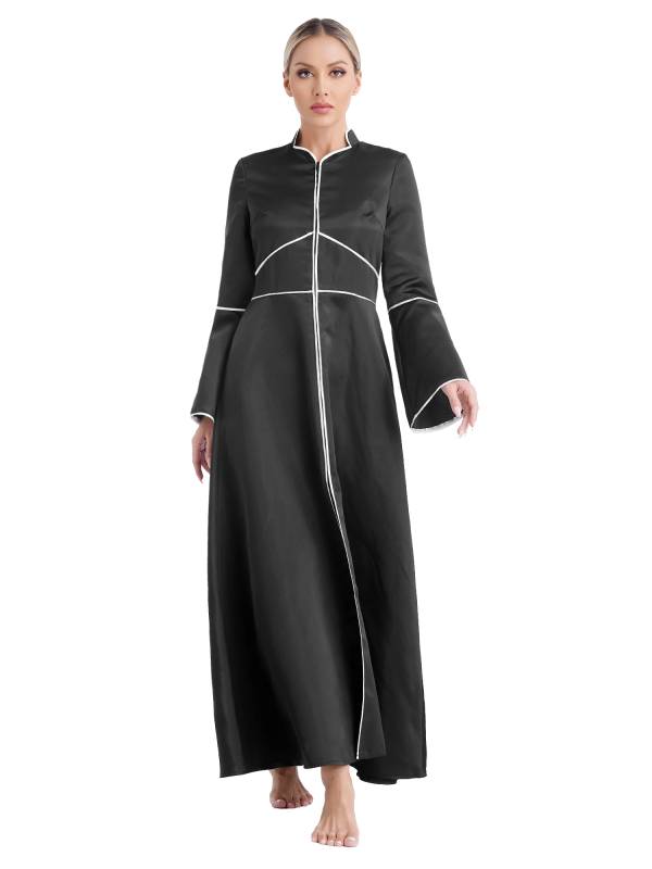 Women Church Clergy Robe Long Sleeves A-Line Maxi Worship Dance Dress thumb